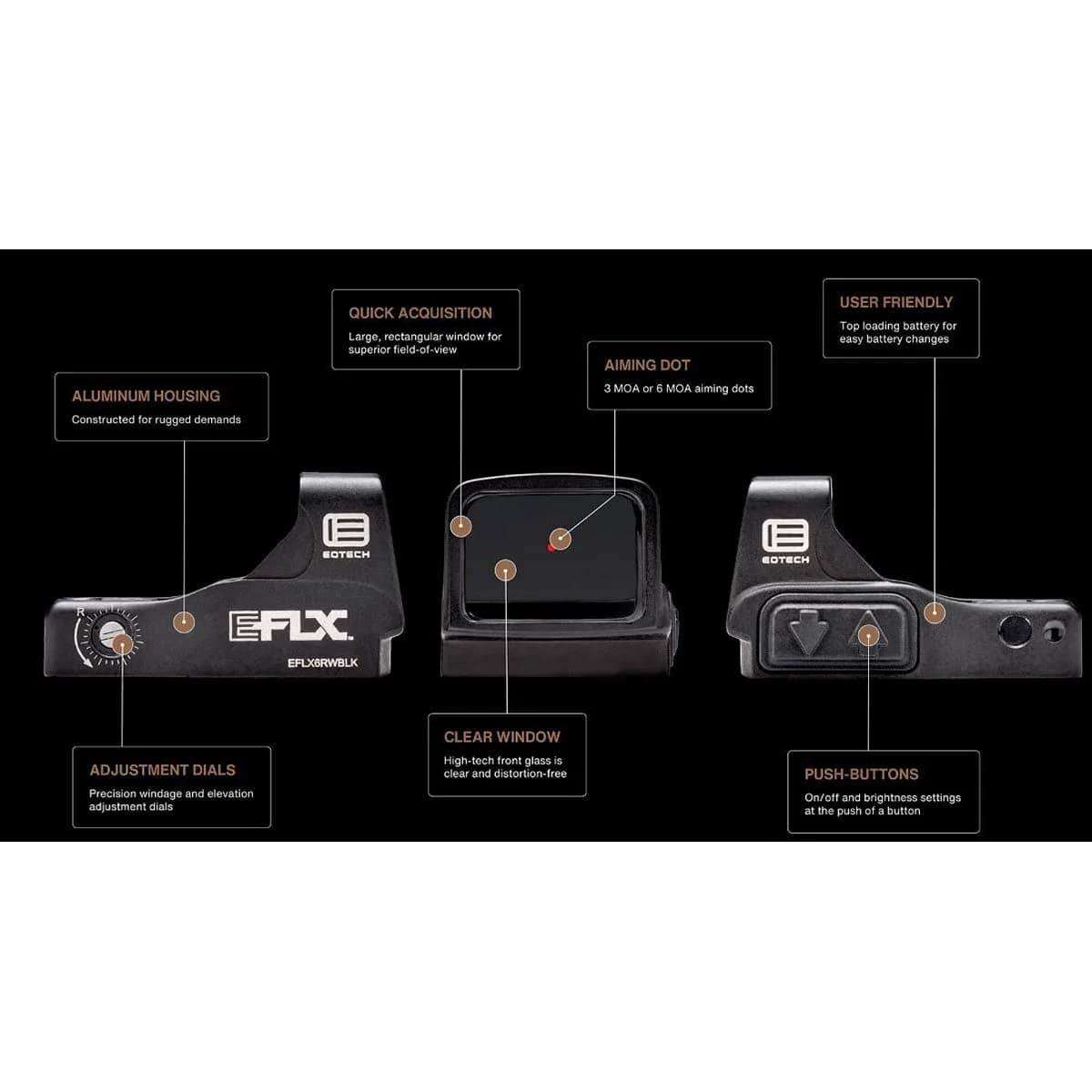 EFLX 3-MOA Dot Reticle Mini Reflex Sight Black - photo 7
