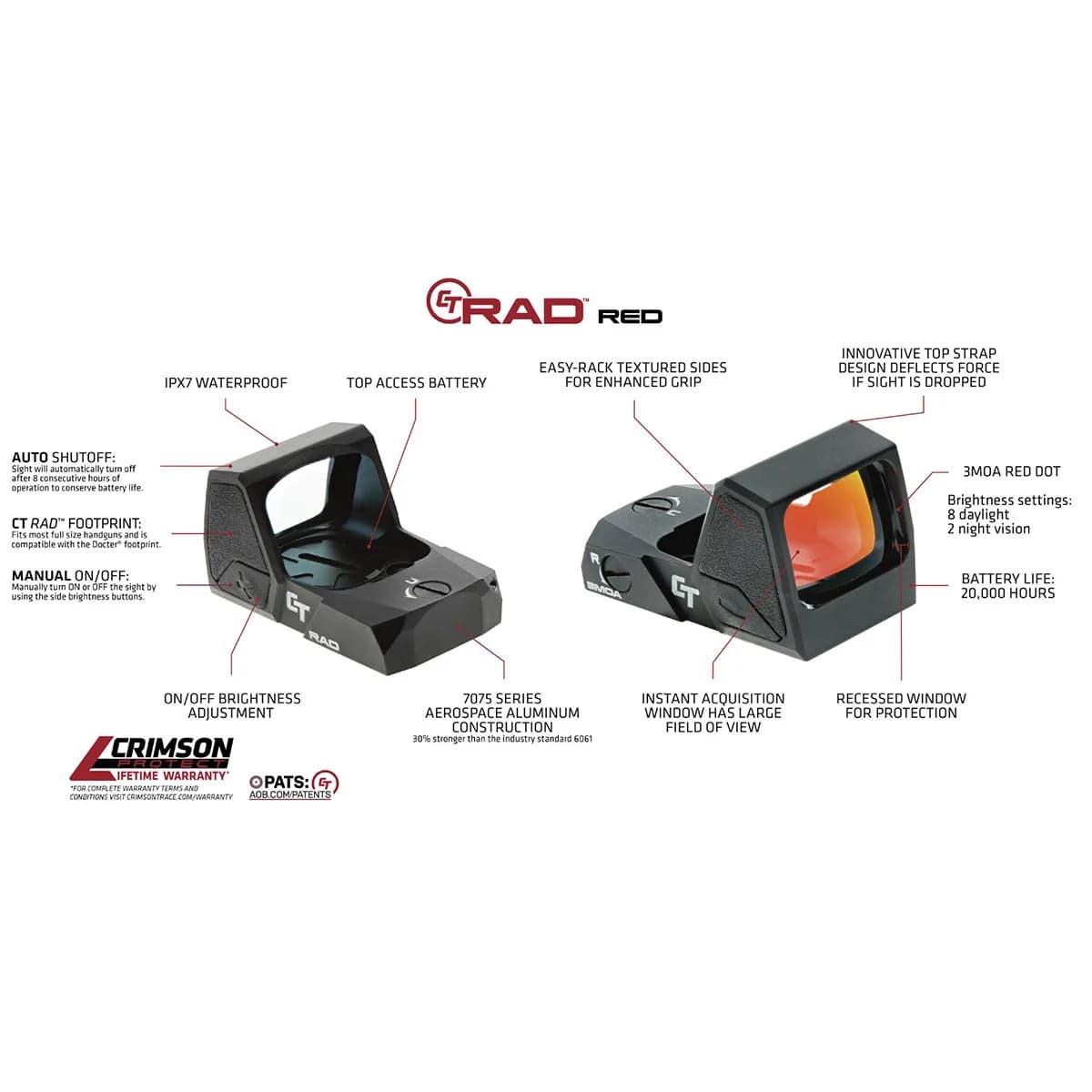CT RAD Rapid Aiming Dot 3 MOA Red Dot Reticle Black - photo 6