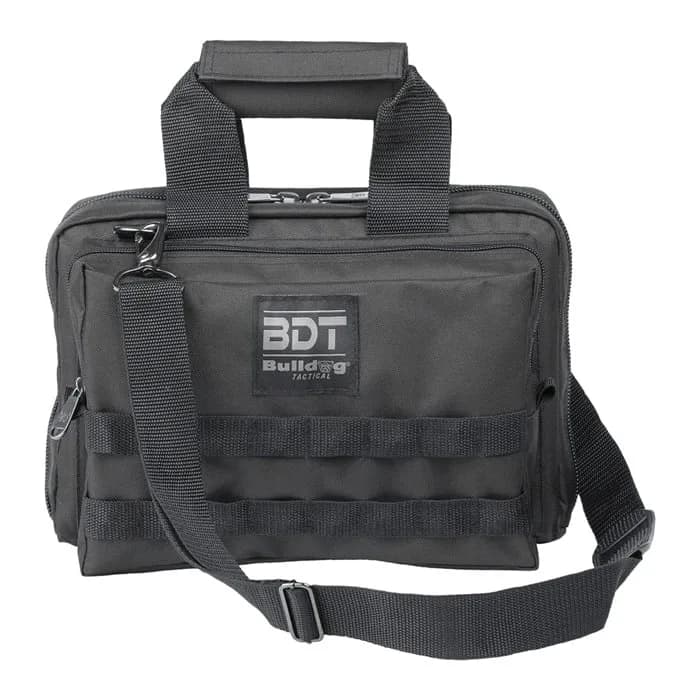 Deluxe 2 Pistol Range Bag W/Strap & Molle Black