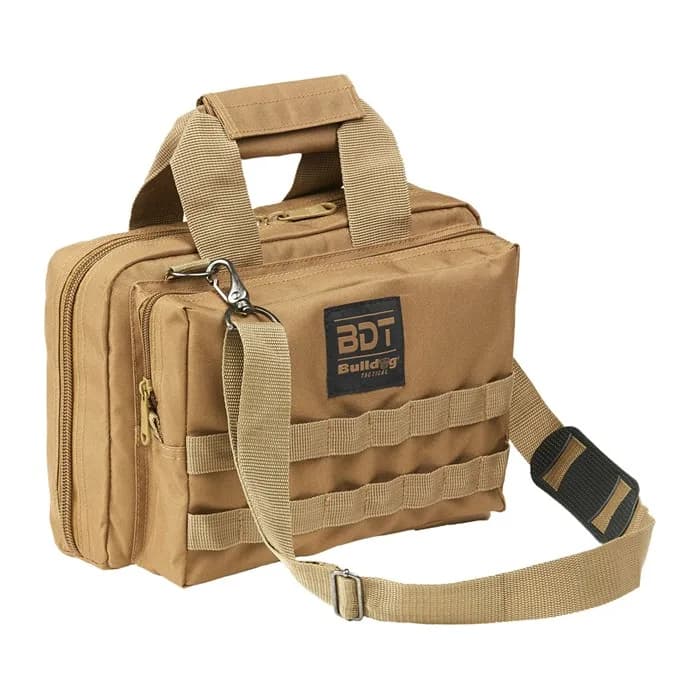Deluxe 2 Pistol Range Bag W/Strap & Molle Tan