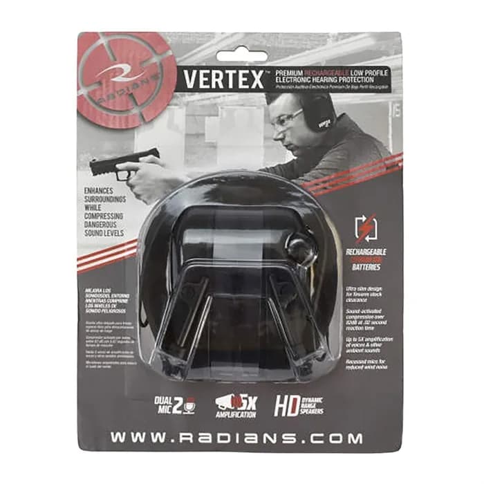 Vertex Low-Profile Electronic Earmuff, Black