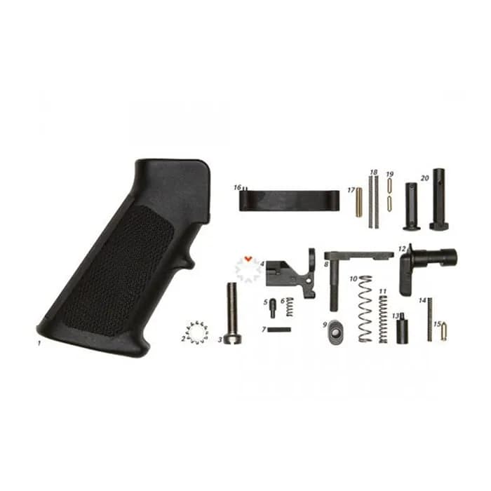 AR-15 Mil-Spec Lower Parts Kit W/ Grip, No Trigger