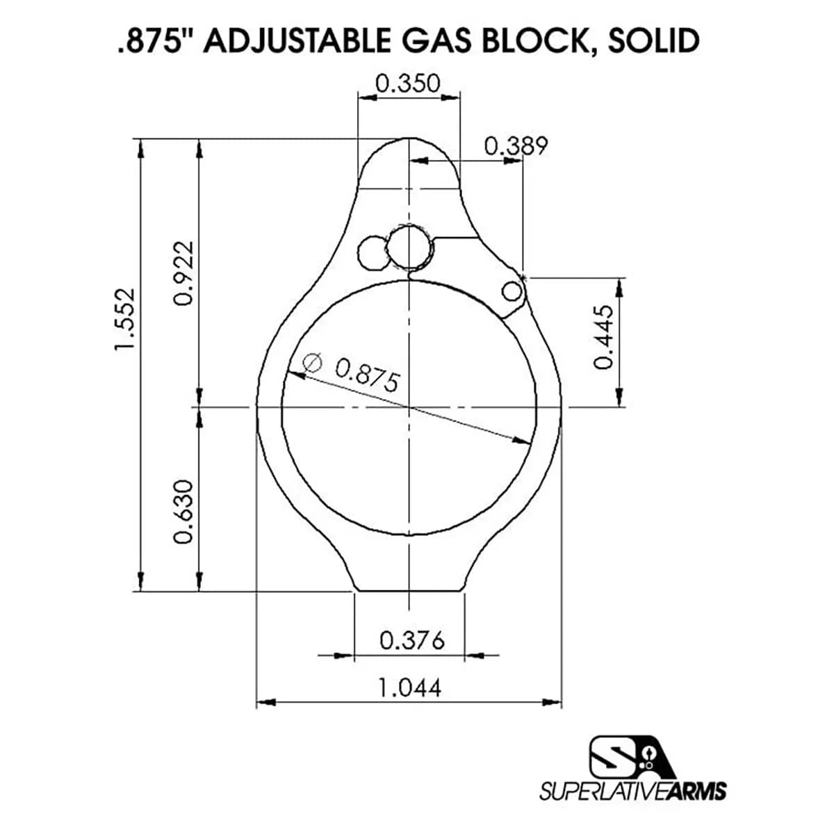 AR-15 Solid SS Adjustable Gas Block .875" Tan