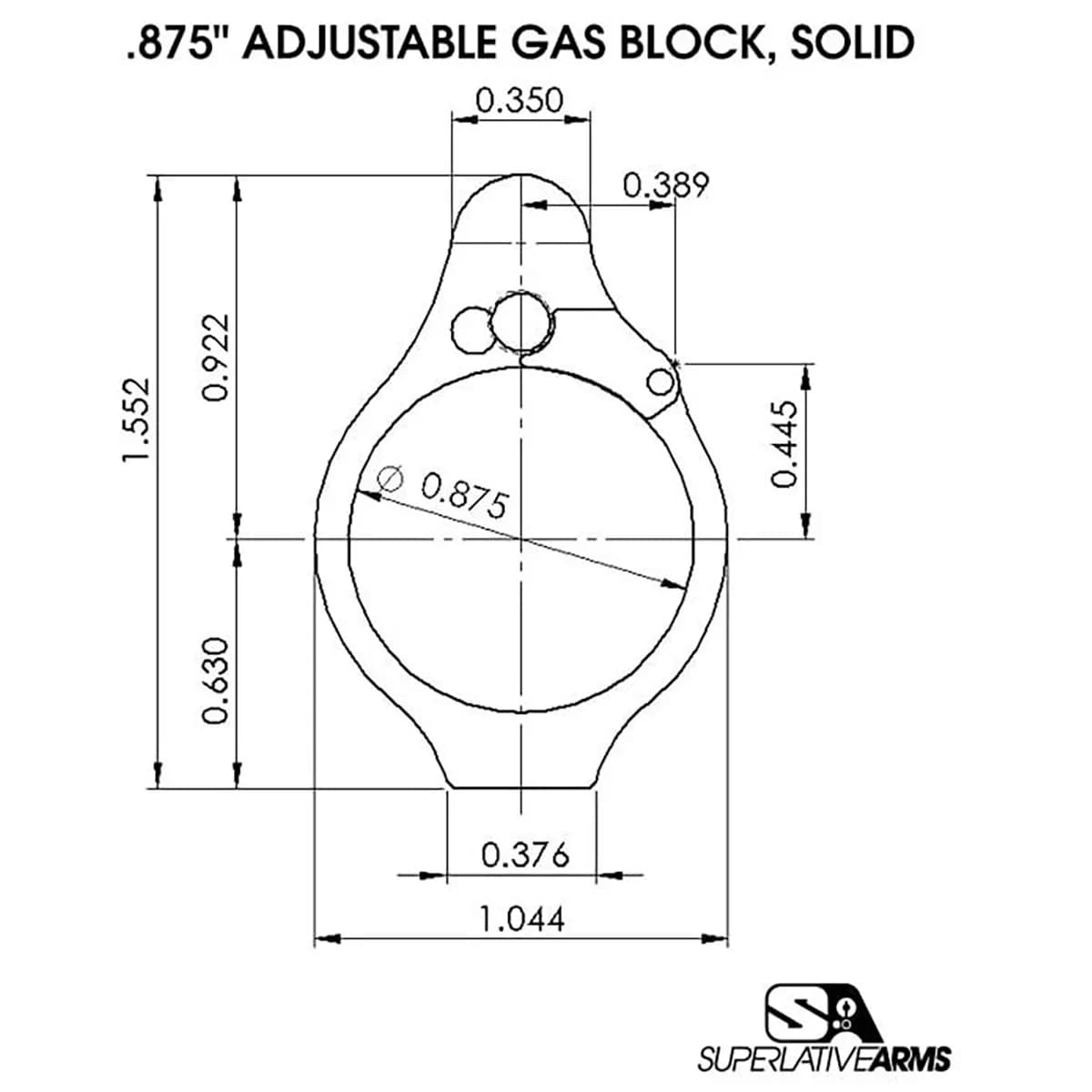 AR-15 Solid Titanium Adjustable Gas Block .875" Gray - photo 2