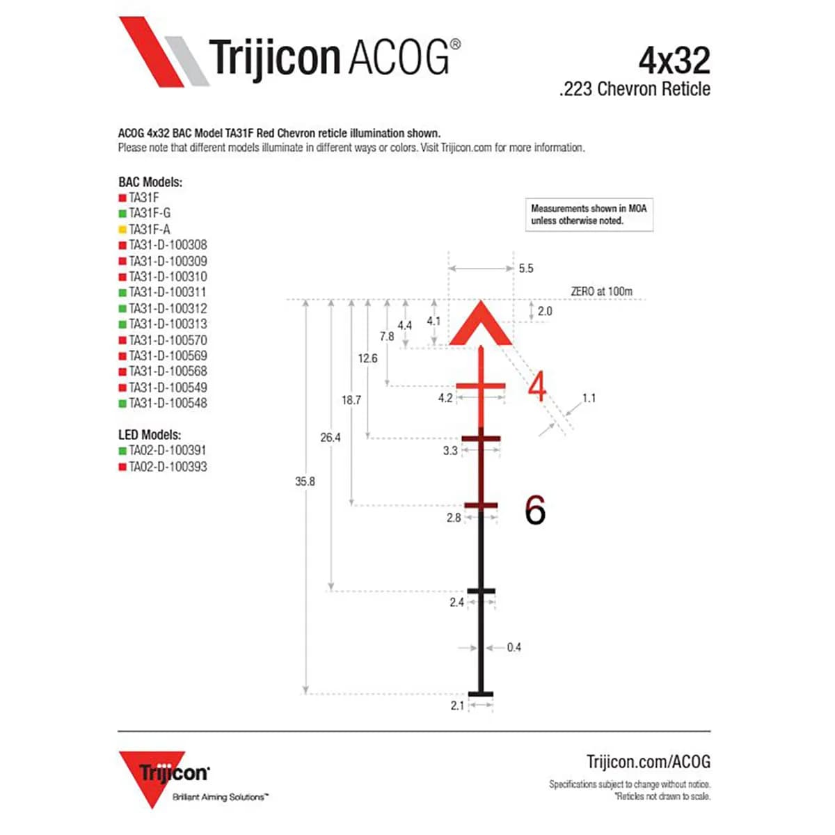 ACOG BAC 223/556 BDC 4x32mm Fixed Red Chevron W/TA51 MNT BLK - photo 10