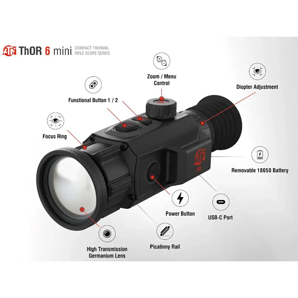 ThOR 6 Mini 2.5-20x 384ร288 Res Compact Thermal Rifle Scope - photo 8