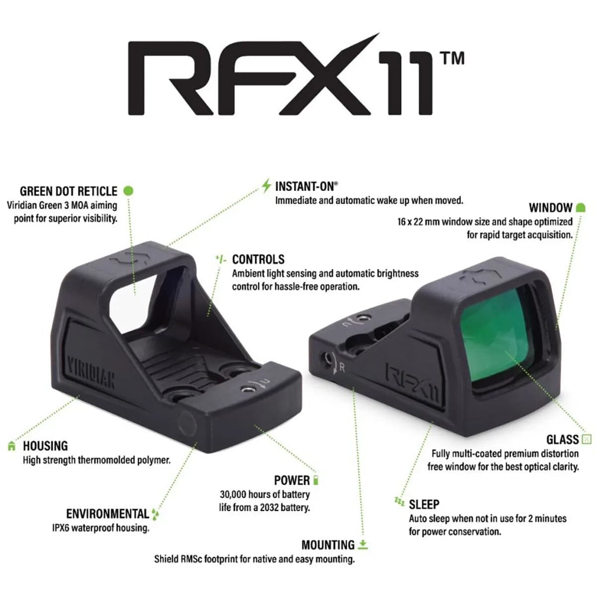 RFX11 1x16 Micro Green Dot Reflex Sight for Shield Black - photo 8