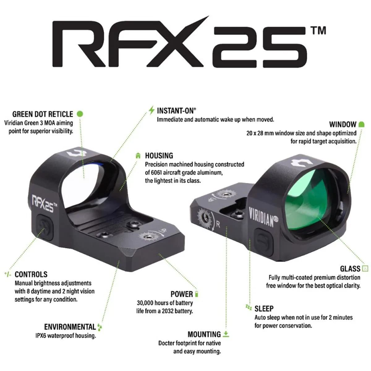 RFX25 1X20 Micro Green Dot for Docter/FastFire/Venom Black - photo 6