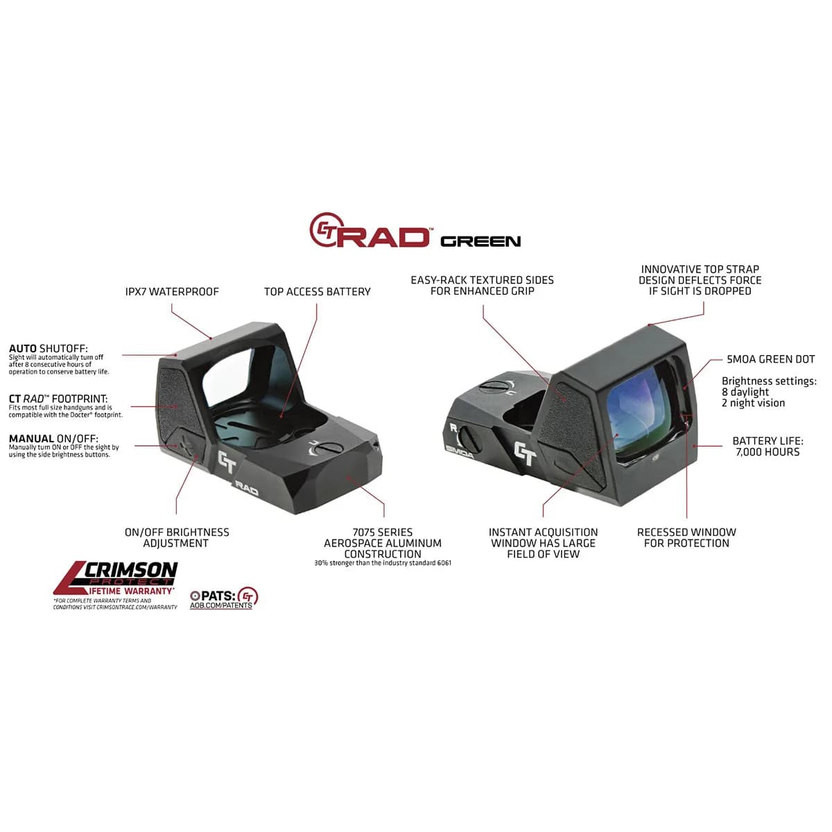 CT RAD Rapid Aiming Dot 5 MOA Green Dot Reticle Black - photo 3