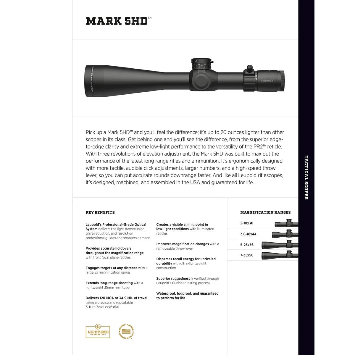MARK 5HD 2-10x30mm FFP Illuminated TMR Reticle Black - photo 7