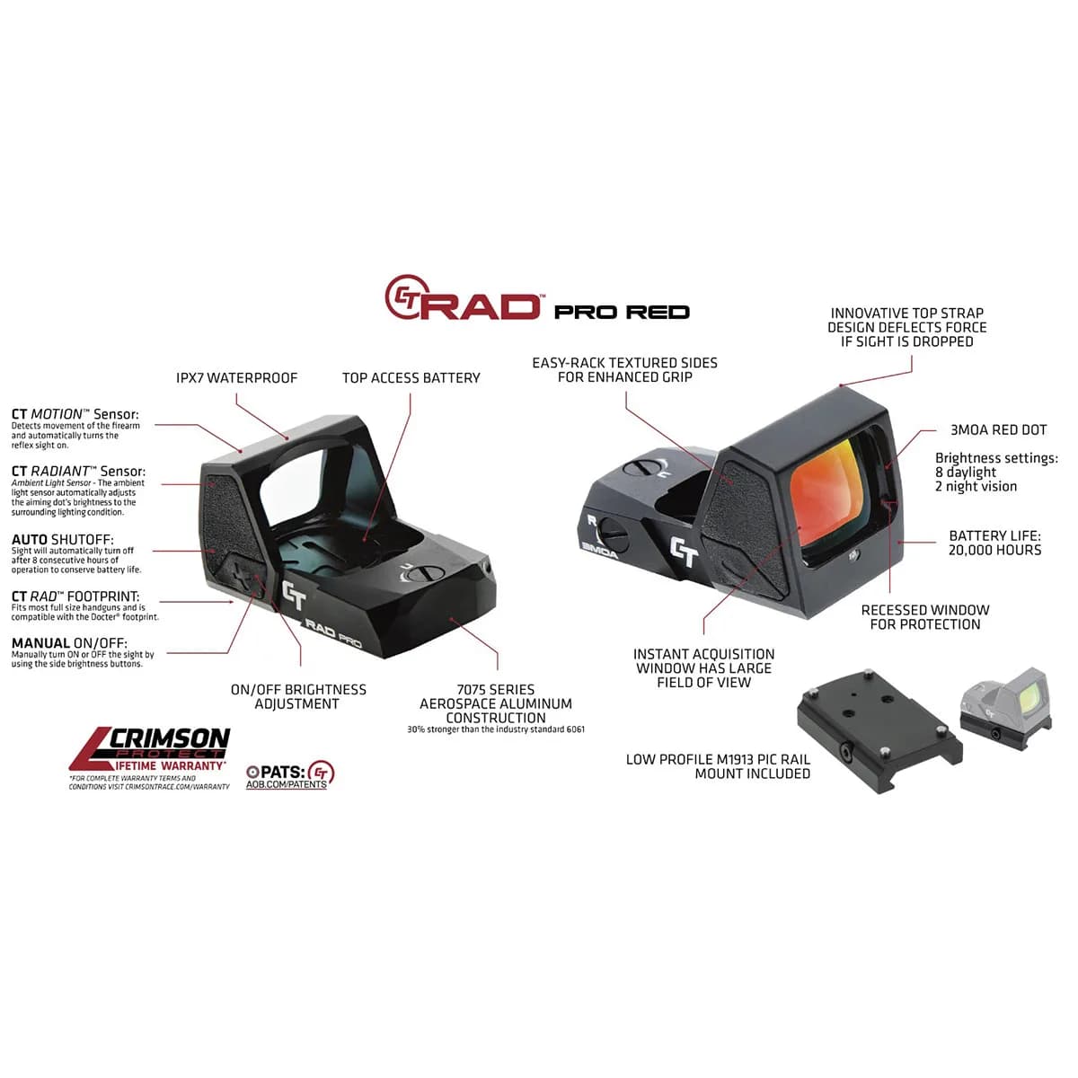 CT RAD PRO Rapid Aiming Dot 3 MOA Red Dot Reticle Black - photo 6