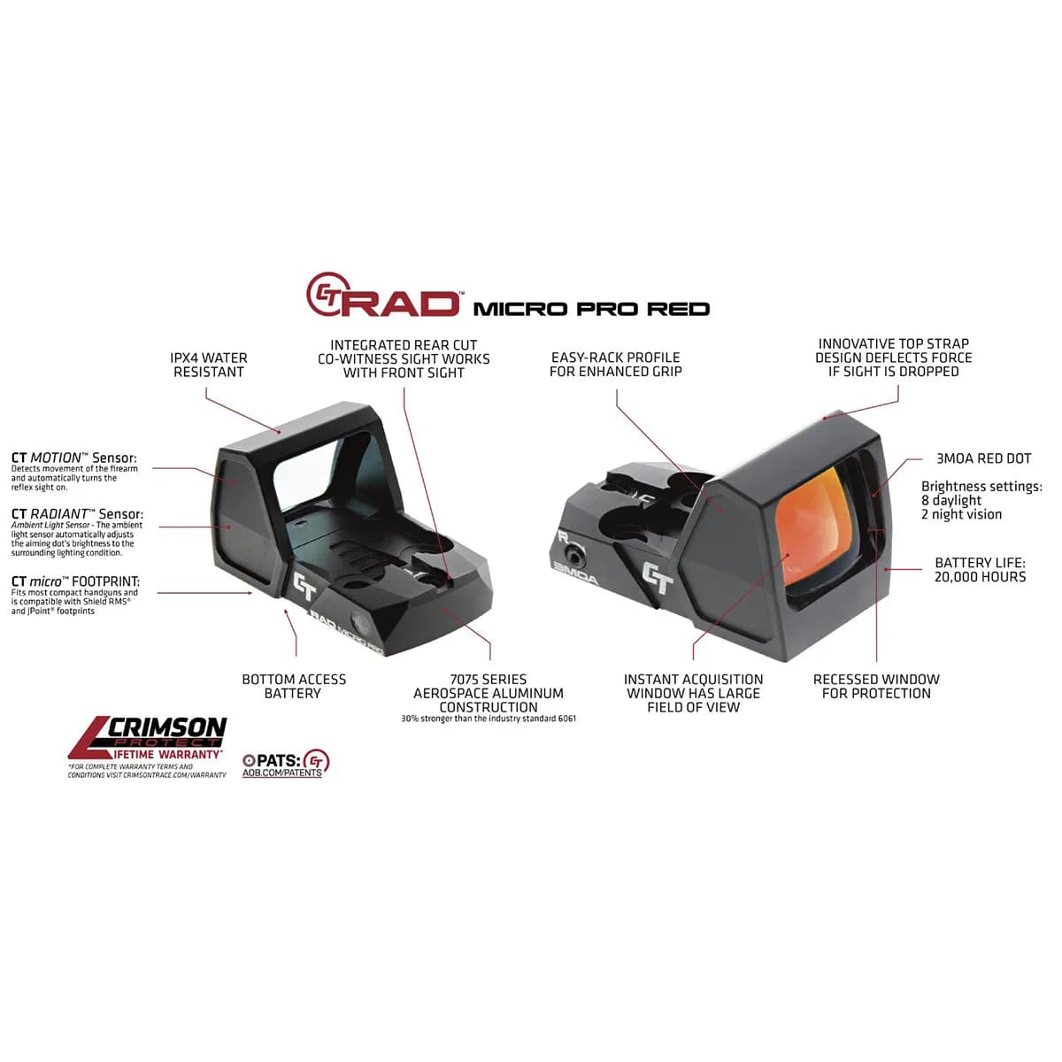 CT RAD MICRO PRO Rapid Aiming Dot 3 MOA Red Dot Reticle BLK - photo 6