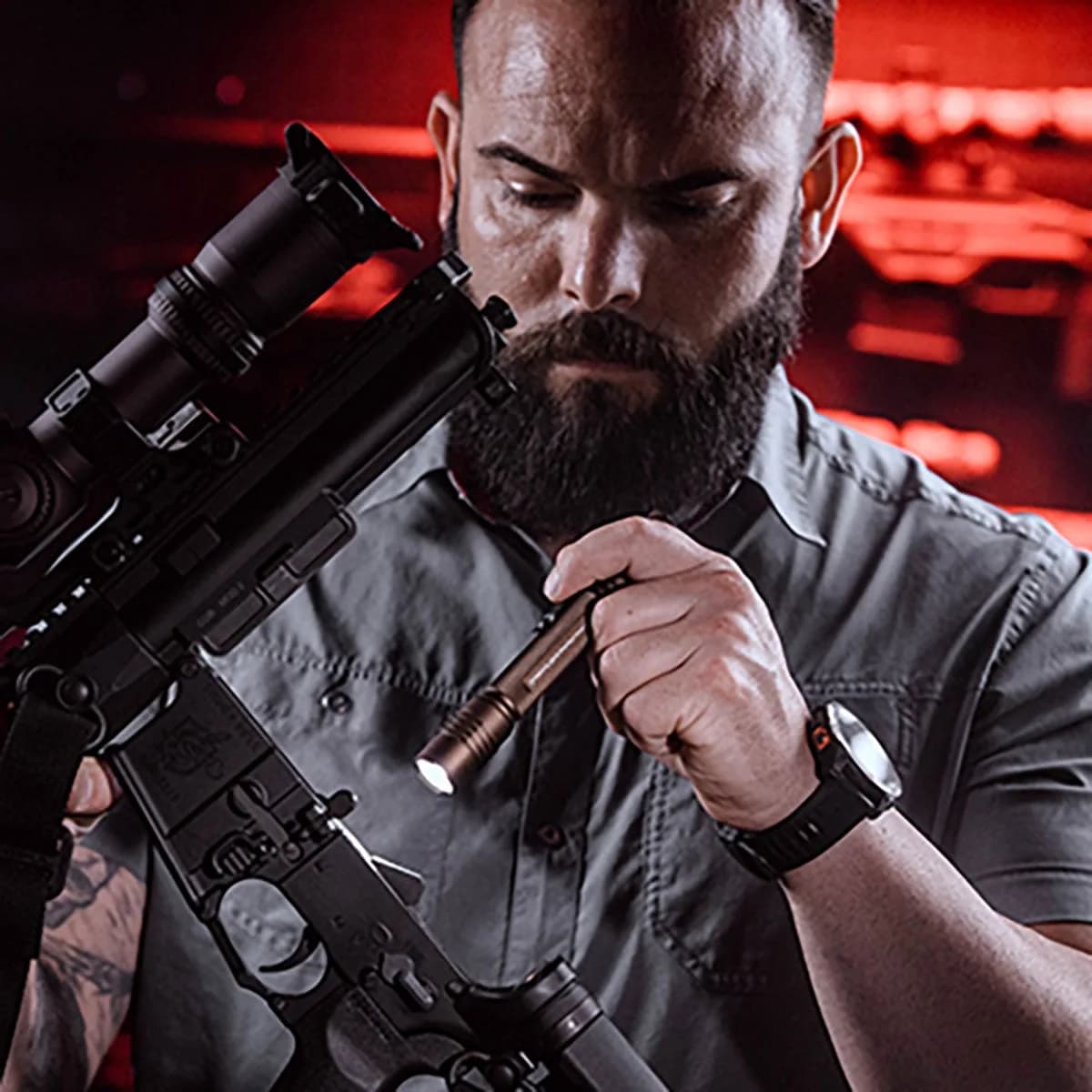 ProTac 2AA-X USB Rechargeable Tactical Flashlight Coyote