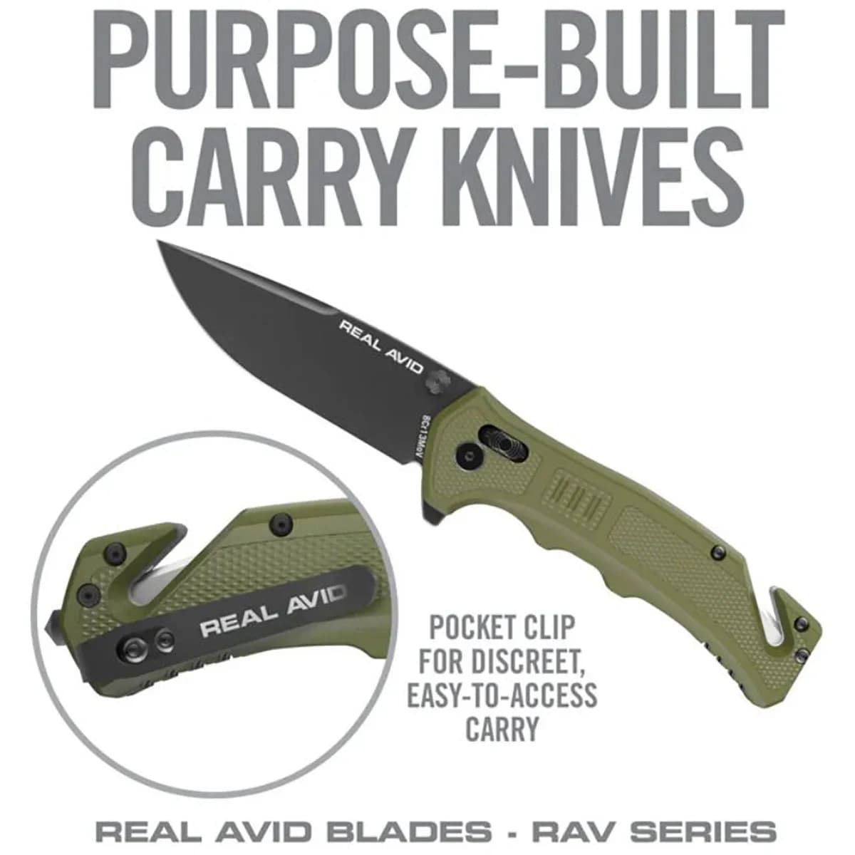 RAV-4 Drop Point Folding Carry Knife w/Strap Cutter ODG - photo 3
