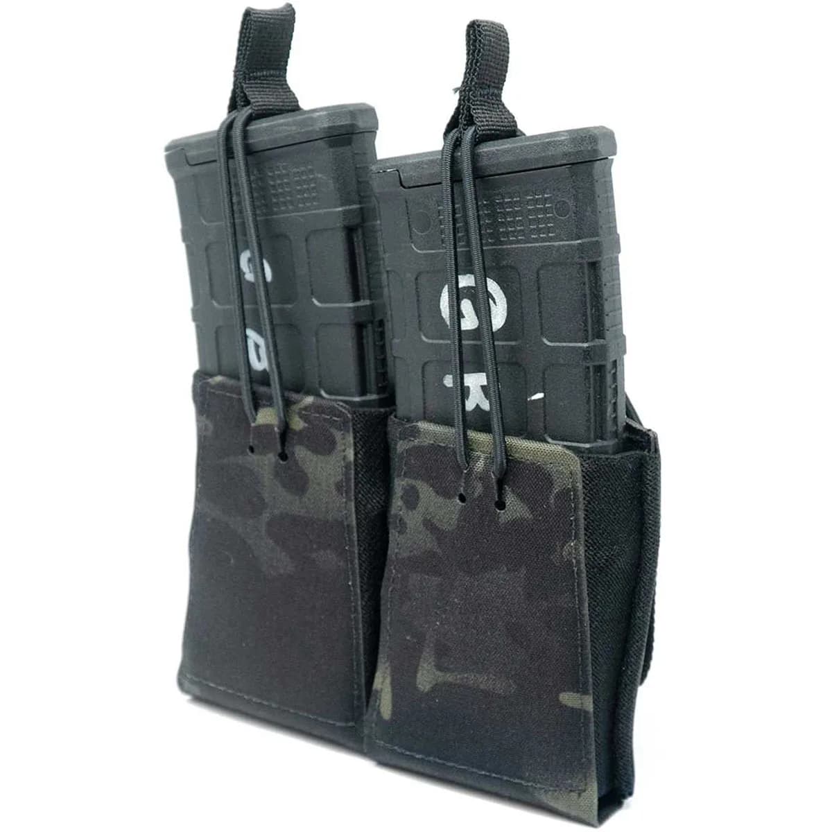 Double Rifle Mag Pouch w/Bungee Retention Multicam Black
