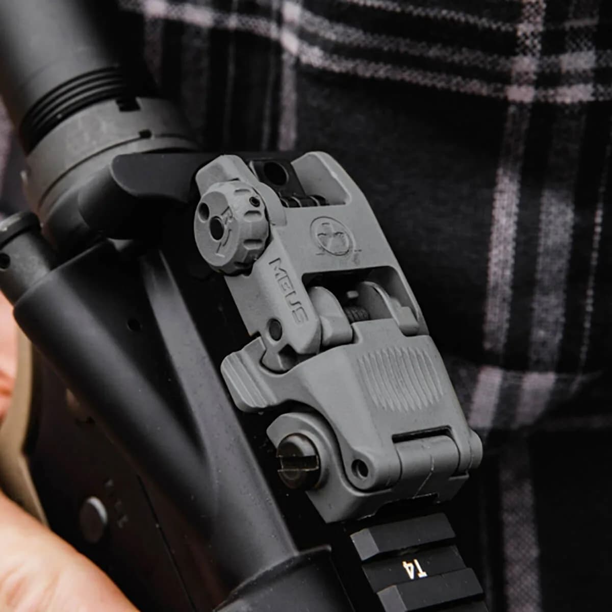 MBUS Rear Sight Flip-Up Polymer for AR-15 Stealth Gray - photo 2