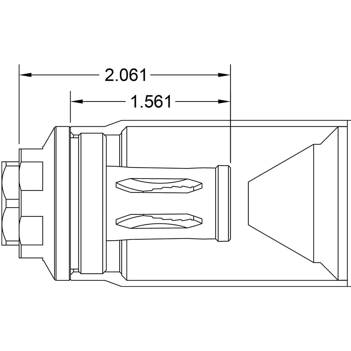 R2 Flash Hider 1/2-28 Threads Square Shoulder Black Nitride - photo 4