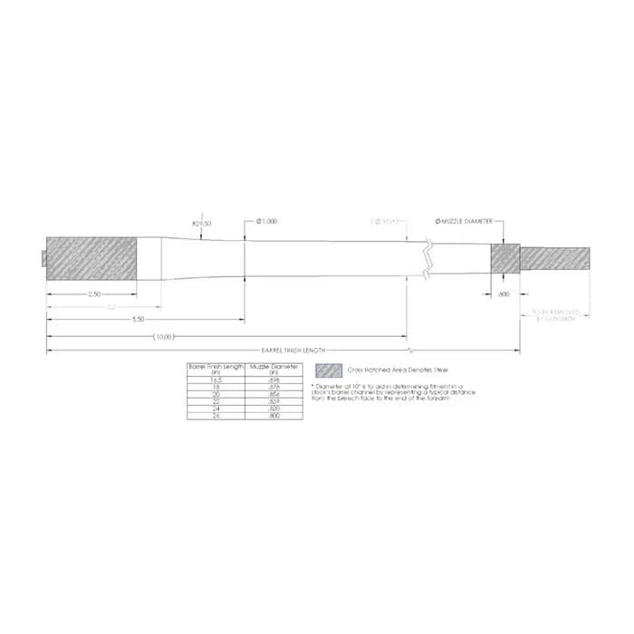 264 Cal 1-8 Twist 22" Carbon Fiber Sendero Light Barrel - photo 2