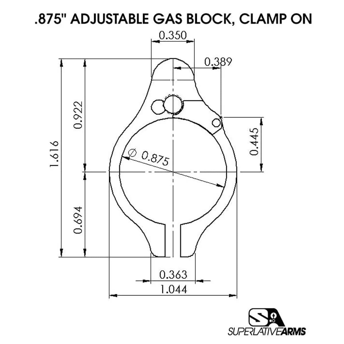 AR-15 Clamp On Titanium Adjustable Gas Block .875" Gray - photo 3
