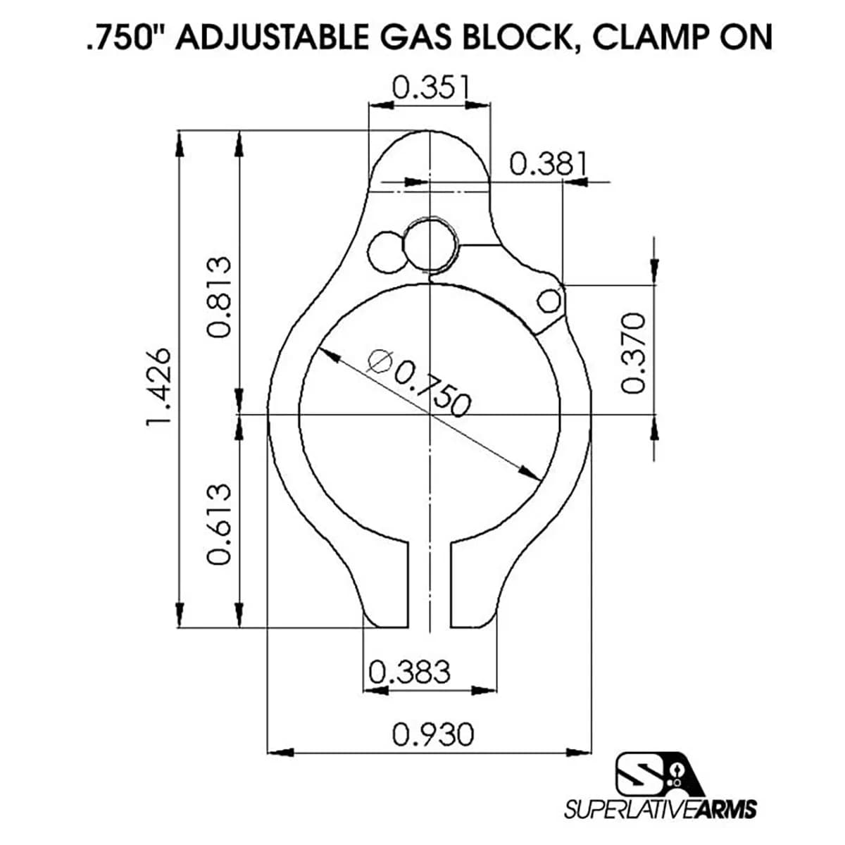 AR-15 Clamp On Titanium Adjustable Gas Block .750" Gray - photo 3