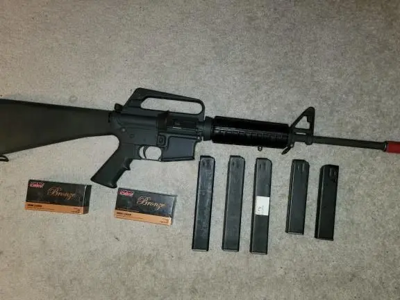 COLT PREBAN BLUE LABEL 9M.M. RIFLE WITH AMMO