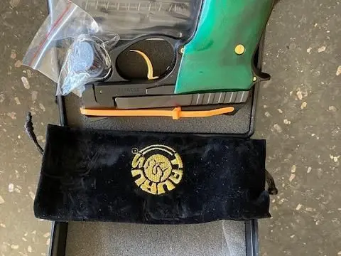 NEW-Taurus PT 22LR BLUE GOLD ACC GREEN EMERALD GRIPS- NIB