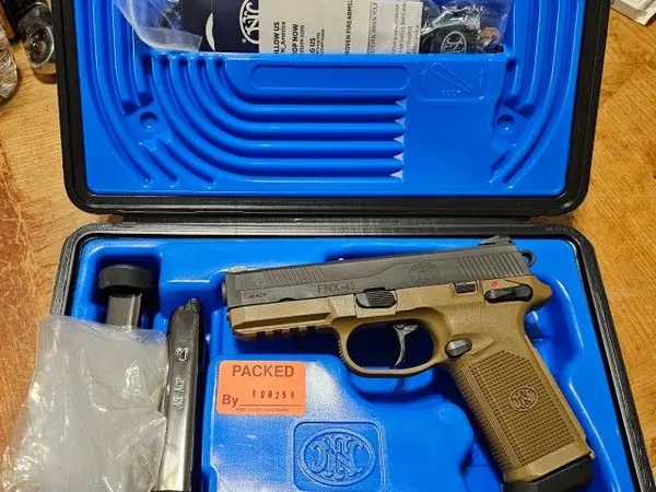 FNX-45 FDE 15+1 in New, Unfired Condition, w/3 - 15rd mags