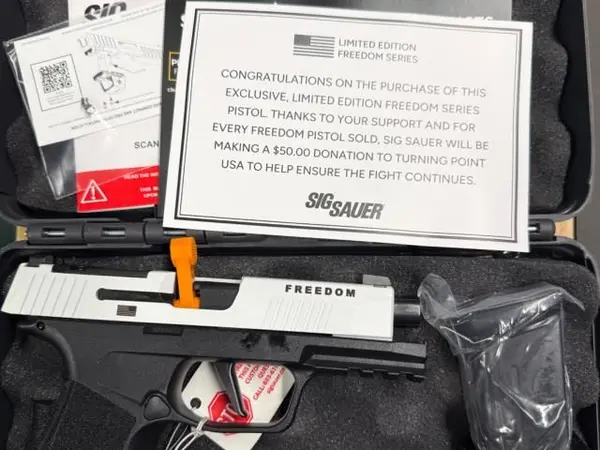 Sig P365 X-Macro Freedom Limited Charlie Kirk, Turning Point White Slide