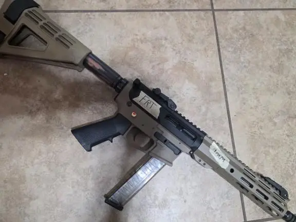 AR15 AR9 FDE 10.5" barrel 9mm Pistol with FRT SS