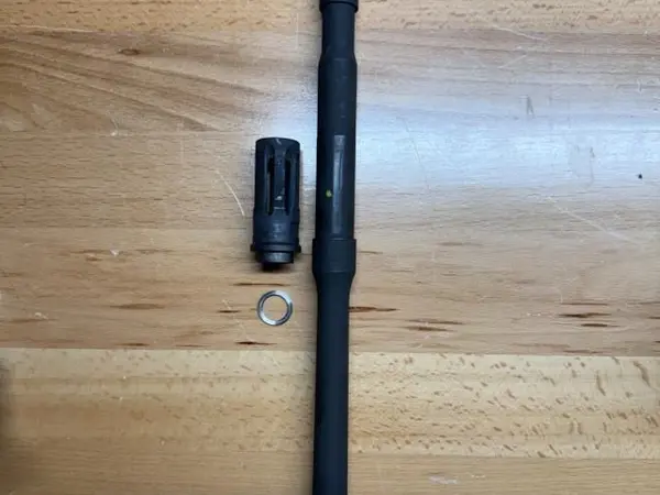 Colt 14.5 carbine barrel and Surefire closed tine