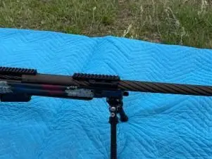 Custom bolt action. 338 Lapua Magnum. Shaw Excursion barreled action, triggertech trigger, with Manners Composite Stock