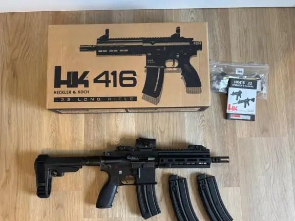 HK 416 22lr pistol with brace, mags, trigger upgrade