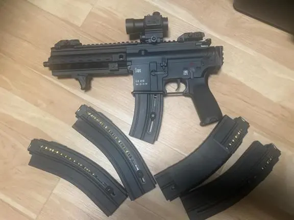HK 416 22lr, laser/red dot combo and 5 magazines