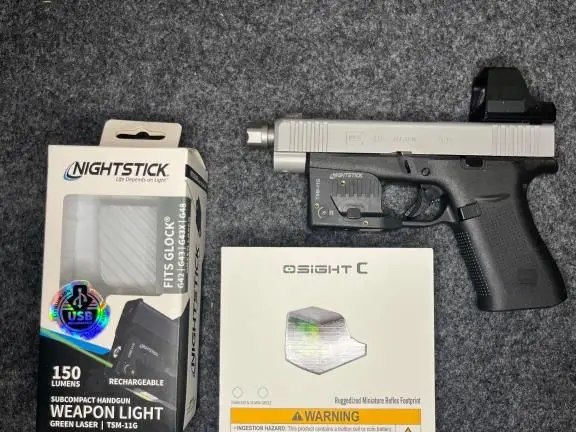 GLOCK 48 Faxon threaded barrel, green dot optic, laser/light