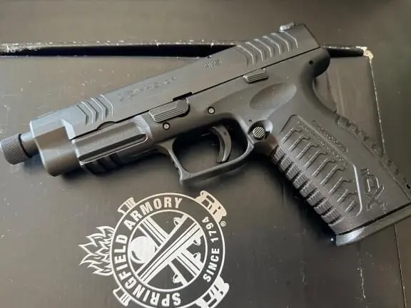 Springfield XDm 45 Tactical 4.5 threaded barrel. Night sights