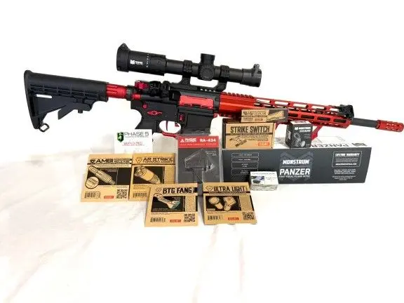 AR-15 16” Rifle Custom Built in RED w/ LPVO optic