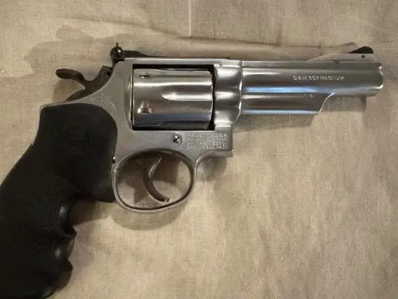 Smith & Wesson model 19–3 nickel plated .357 revolver