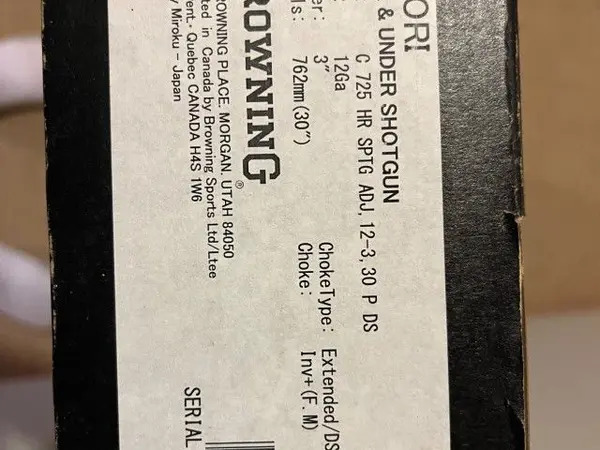 Browning 725 Sporting 12ga high rib/adj comb