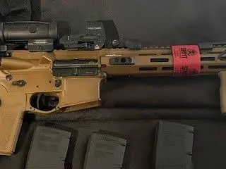 SAINT® Victor AR-15 Rifle Coyote Brown 5.56MM - Holosun 510C Red + HM3X Magnifier Package Near Carrollton, Dallas, TX