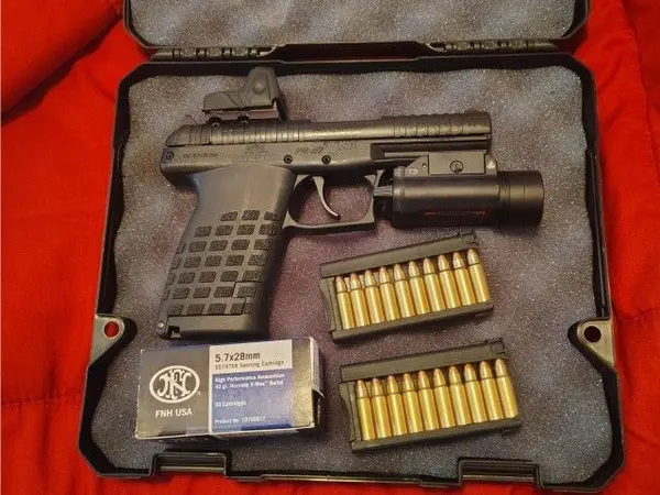 Kel Tec PR57 with Crimson Trace Red Dot and Harbor Freight Light