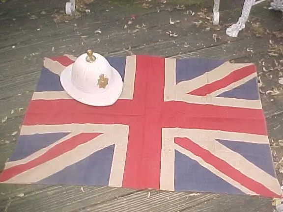 BRITISH ENFIELD UNION JACK FLAG AND HELMET
