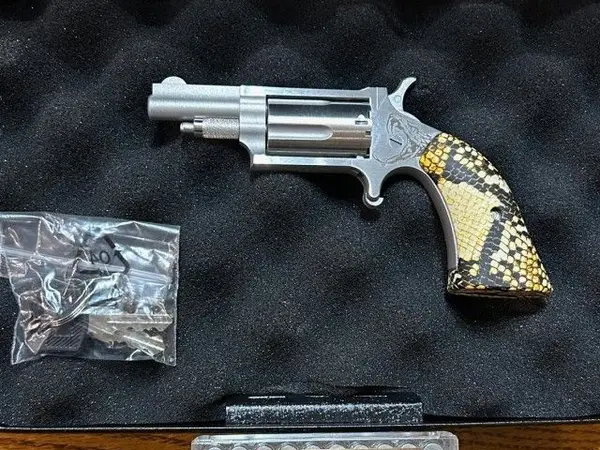 North American Arms Anti-Venom Snake Head Engraving Snake Skin .22 WMR Stainless Revolver