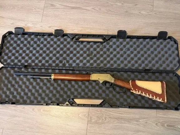 Henry Brass Lever Action .45-70 Govt — 22" Octagon Barrel, Large Loop, Walnut, Leather Cuff