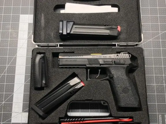 CZ P-09 9mm w/ Primary Machine Match Grade Barrel, Shield Arms mag extension, 2 standard capacity mags