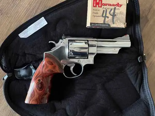 S&W 629-2 w/ cherry wood grips.