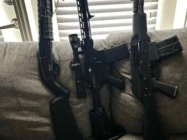 AK shotgun , AR 15 and Pump shotty