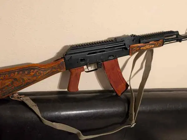 Bulgarian kit build AK-74. Custom wood engraving.