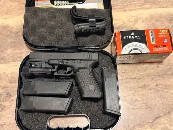 Glock 21 Gen 4 with light and ammo