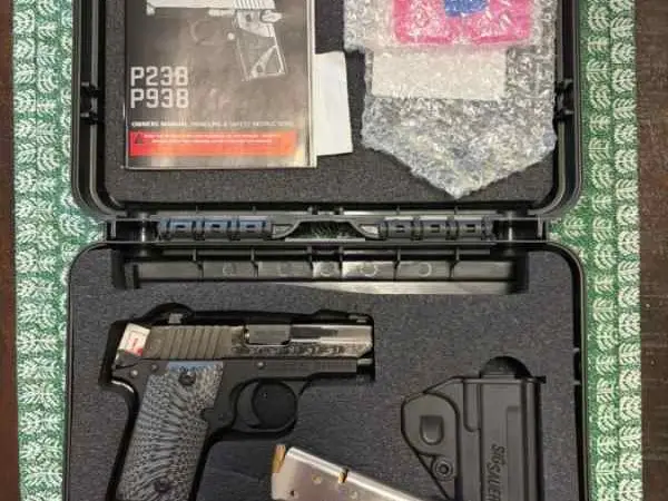 P238 G10 Grips 380 ACP black nitron, engraved