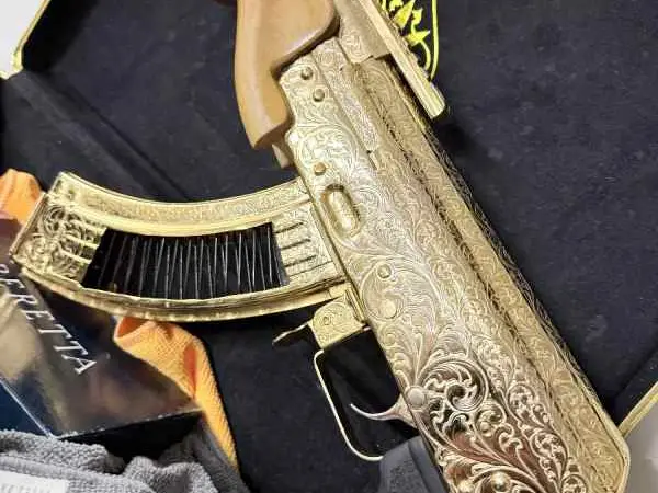 Engraved and gold plated micro Draco 7.62x39